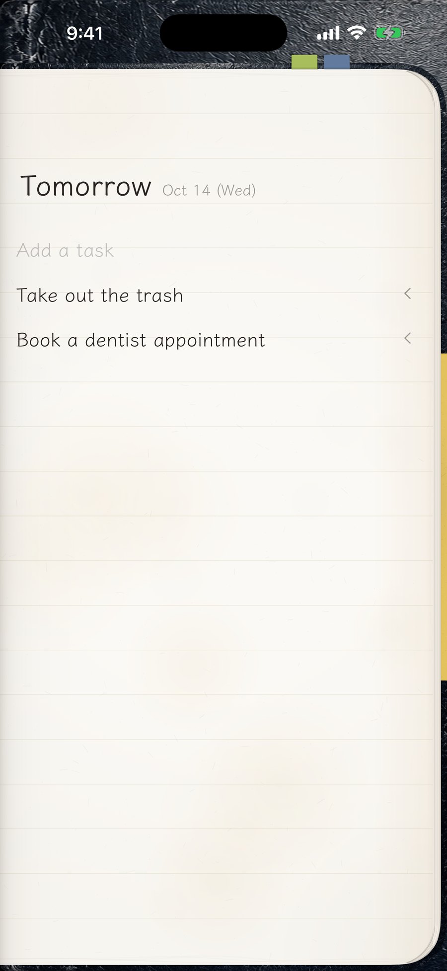 DayTodo's tomorrow page